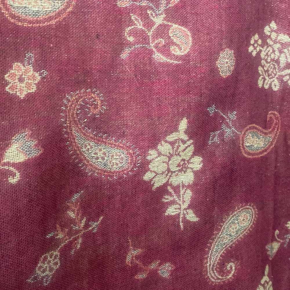Raspberry and gold vintage reversible scarf